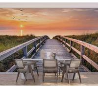 Taxpy Carta da Parati Splendida vista del tramonto sulla spiaggia, 150x105 cm Fotomurali Moderna Carta Parati Fotomurale 3D Effetto per Soggiorno, Camera Letto, Sala Pranzo Sfondo