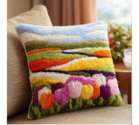 Taxpy Kit Con Gancio A Scatto Per Adulti E Principiante,Tulip Fields Per Realizzare Federe Per Cuscino Cucito A Mano All'Uncinetto Per La Famiglia,43 X 43 Cm