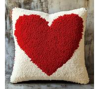 Taxpy Kit ganci di chiusura fai-da-te A forma di cuore rosso Kit per cuscini con ganci di chiusura Kits Da Ricamo Con Gancio Per Cuscino Kits con gancio a scatto 43x43cm