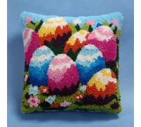 Taxpy Kit Per Realizzare Cuscini All'Uncinetto Fiore, Uovo Di Pasqua Kit Completo Con Filo,Tela E Ago-Attività Manuale Antistress Per Adulti-Ideale Per Decorazione Casa 43 X 43 Cm