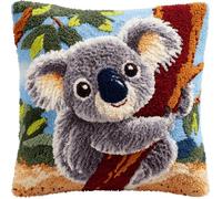 Taxpy Kit Per Realizzare Cuscini All'Uncinetto-Kit Completo Con Filo,Tela E Ago-Attività Manuale Antistress Per Adulti-Ideale Per Decorazione Casa -Koala 43 X 43 Cm
