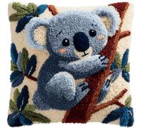 Taxpy Kit Per Realizzare Cuscini All'Uncinetto-Kit Completo Con Filo,Tela E Ago-Attività Manuale Antistress Per Adulti-Ideale Per Decorazione Casa -Koala 43 X 43 Cm