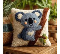 Taxpy Kit Per Realizzare Cuscini All'Uncinetto-Koala Kit Completo Con Filo,Tela E Ago-Attività Manuale Antistress Per Adulti-Ideale Per Decorazione Casa 43 X 43 Cm