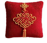 Taxpy Kit Per Realizzare Cuscini All'Uncinetto-Nodo Cinese Kit Completo Con Filo,Tela E Ago-Attività Manuale Antistress Per Adulti-Ideale Per Decorazione Casa 43 X 43 Cm