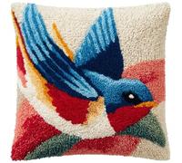 Taxpy Kit Per Realizzare Cuscini All'Uncinetto Uccello Kit Completo Con Filo,Tela E Ago-Attività Manuale Antistress Per Adulti-Ideale Per Decorazione Casa 43 X 43 Cm