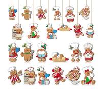 TAXTYHRE 24 Pezzi Decorazioni Natalizie In Legno, Ornamento Pan Zenzero, Pan Zenzero Decorazioni Albero di Natale, per Albero di Natale Festività Regalo Decorazione