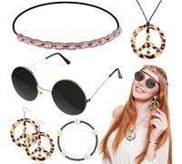 TAXTYHRE Accessori Hippie Donna, Costume Hippie Donna, Hippie Costume Set Retrò, Stile Vintage Anni 60 Anni 70 Hippie Accessori, per Festa Hippie Carnevale Cosplay