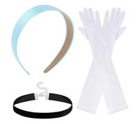 TAXTYHRE Princess Dress Up Accessories, con Cerchietto per Capelli Blu, Collana Girocollo Nera e Guanti Lunghi, Accessori per Feste per Donne e Ragazze Cosplay Halloween Mascherata Carnevale