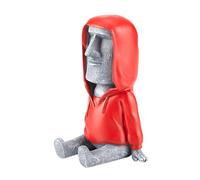 Taxually Statua di Moai Dell'isola, 2 in 1 Scultura con Supporto per Smartphone Figura Decorativa Moderna in Resina per Ufficio Scrivania Soggiorno