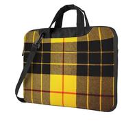 TAyang Cartella messenger per computer portatile, sottile, con stampa scozzese gialla, grigia, nera, 33-15,6 cm, graziosa borsa messenger per donne e uomini, lavoro universitario, Nero , 14 inch