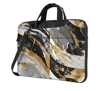 TAyang Cartella per computer portatile sottile con stampa marmorizzata di lusso, 33-15,6 pollici, borsa messenger carina per donne e uomini, lavoro universitario, Nero , 15.6 inch
