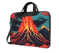 TAyang Cartella sottile per laptop con stampa vulcano, 33-15,6 pollici, graziosa borsa messenger per donne e uomini, lavoro universitario, Nero , 14 inch