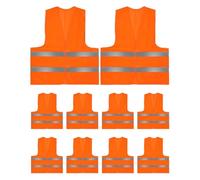 TayBong 10 Pezzi Gilet Catarifrangente Alta Visibilità - Giubbotto Sicurezza 2 Strisce Riflettenti per Edili, Ciclisti, Running, Traffico