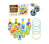 TayBong Bowling Set Bambini, Giochi Bambini 3 4 5 Anni, Bowling Set Bambini con 10 Birilli 5 Anelli e 2 Palle, Giochi da Giardino per Bambini Giochi Montessori