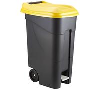 Tayg - 259297, Pattumiera con ruote e pedale 80 litri, nero/giallo