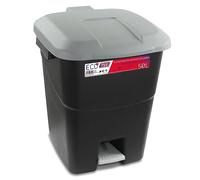 Tayg - 430008, Contenitore per rifiuti, 50 litri, con pedale, base nera e coperchio grigio
