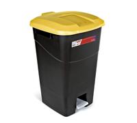Tayg - Pattumiera da 60 litri con pedale, base nera e coperchio Coperchio Giallo