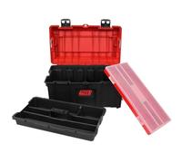 Tayg Scatola strumenti modulare nera L - Custodia e vassoio interno estraibile, chiusure metalliche in acciaio, manico grande, portata fino a 120 kg, scatola strumenti vuota polipropilene, 590 x 345 x