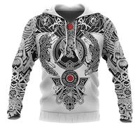 TAYGUM Norse Viking Wolf Hoodie 3D Print Man Vegvisir Odin Fenrir Celtic Knot Rune Unisex Pullover Suitable Spring And Autumn Hoodie (Color : Beige, Size : 5X-Large)
