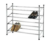 Taylor & Brown®, scarpiera a 4 ripiani, cromata, allungabile, impilabile, organizer portaoggetti
