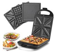Taylor Swoden Bruno Tostapane Grill 3 in 1 con Piastre Removibili - Sandwich Maker per 4 Toast, 1200W, Ribaltabile 180° per Cottura Uniforme, Griglia Elettrica, Senza BPA