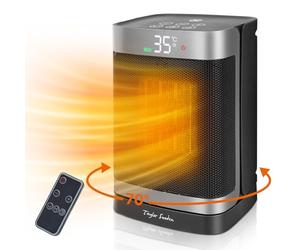 Taylor Swoden stufetta Elettrica Basso Consumo da Bagno, Termoconvettore Portatile con Telecomando, Timer 24 ore, Oscillazione a 70°, 4 Modalità, Riscaldamento Ceramico da 1500W PTC - Fiery