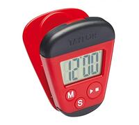 Taylor Timer Digitale da Cucina in Plastica con Clip Memo e Retro Magnetico, Colore Rosso/Nero, 4 x 5,5 x 7 cm