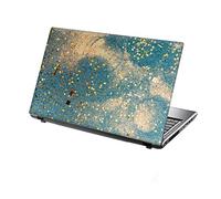 TaylorHe - Laptop Skin Adesivo in vinile per computer portatile da 13-14" (34cm x 23,5cm) prodotto in Inghilterra scintillii e coriandoli in cielo, verde, oro
