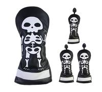 Taylormade - Copritesta per mazze da golf in neoprene, con motivo scheletrato, ricamo con teschio e targa digitale rotante per callawaay piing