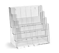 taymar® Espositore a 4 piani in formato DIN A4 orizzontale per presentare più volantini e opuscoli