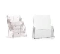 taymar Espositore per brochure, formato DIN A4 con pi & ugrave; ripiani Confezione singola. 4 F & auml;cher trasparente & Espositore per volantini, formato DIN A4, trasparente