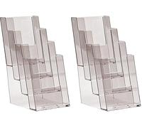 Taymar Supporto per volantini da tavolo DIN lungo (DL), supporto per volantini come portavolantini da tavolo con 4 scomparti (Confezione da 2)