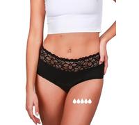 Taynie Biancheria intima per periodi deluxe, extra forte, sanguinamento, lavaggio periodico, biancheria intima mestruale, sostituisce 4 tamponi, durata fino a 12 ore, lavabile fino a 60 °C, Nero , 42
