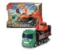 Tayo Rescue Team Construction Vehicle Set Mega & Hank DumpTruck Digger Excavator