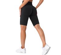 TAYOEA Pantaloncini Ciclismo Donna Sportivi Calzamaglia Corsa Leggings a Vita Alta Corti Yoga Palestra Vita Alta Push Up Butt Scrunch Opaco Senza Cuciture Contorno Sorriso Nero,S