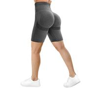 TAYOEA Pantaloncini Ciclismo Donna Sportivi Collant Corsa Leggings a Vita Alta Pantaloncini da Corti Yoga da Palestra Push Up Butt Scrunch Opaco Senza Cuciture Contorno Sorriso Grigio,S