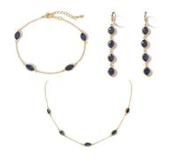 TaYolnFaSo Horse Eye - Set di gioielli in zirconia cubica blu per donne Placcato oro 18K Collana Orecchini Bracciale 3 pezzi gioielli in zirconia per fidanzata moglie