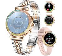 TAYSHILEY Smartwatch Fitness Da Donna, Display HD Da 1,27 Policy, Chiamata Bluetooth, Smartwatch Sportivo Impermeabile, Cardiofrequenzimetro, Contapassi - Compatibile Con Android e iOS (Oro bicolore)