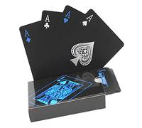 TAYSTE Carte impermeabili,Carta magica divertente con motivo in rilievo | Strumento per trucchi da poker con mazzo magico classico flessibile nero, ottimo per giochi di carte magiche, acqua e feste