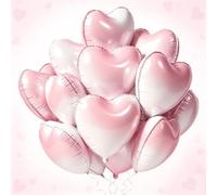 Tayuvira 25 palloncini a forma di cuore, gradiente di colore rosa e bianco, 45,7 cm, per San Valentino, decorazione amore, palloncini a elio, per compleanno, matrimonio, San Valentino