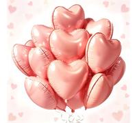 Tayuvira 25 palloncini in pellicola a forma di cuore, rosa macaron da 45,7 cm, per San Valentino, decorazione amore, palloncini a elio, per compleanno, matrimonio, San Valentino, feste