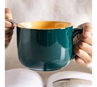 Taza de Café Divertida Grande Taza de Té Cerámica 600ml Taza Desayuno Originales con Cuchara y Posavasos Mugs de Espresso Taza de Capuchino Regalo