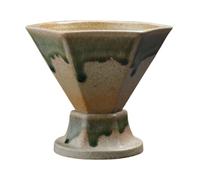 Taza De Cerámica De Cono Triangular - Taza De Café De 10,6x9,2x9 Cm Y 170 Ml Con Base, Tazas De Café De Cerámica Gruesa | Tazaa De Té Retro En Forma De Embudo De Cono Triangular De Hecha A Man