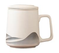 Taza De Té De 360 ml De Cerámica Mate | De Té Con Esmalte Pintada A Mano, Con Filtro Vintage Para Té Frío O Caliente Oolong Taza De Té Con Infusor, Taza De Infusor De Té