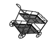 TAZIZI Carrello espositore per sala da pranzo in miniatura, accessorio per | Carrello a due ripiani in metallo nero con maniglia di protezione laterale per layout collezionisti