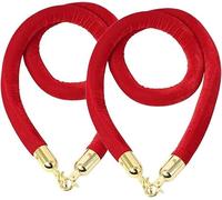 TAZYYZUU Corde Rosse for la barriera della con Gancio Placcato Oro, Corda di Sostegno in Velluto, Controllo Folla, in Rosso for divisorio(8ft/245cm)