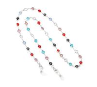 TAZYYZUU Fermaocchiali Catena di Vetro con Cordino, Accessori for Gioielli in Metallo, Cristallo colorato, Catena for Maschera, Occhiali da Sole appesi al Collo(Multi-Colored)