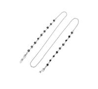 TAZYYZUU Fermaocchiali Catene for Occhiali in Cristallo Nero, Catene for in Metallo, Pendenti al Collo, Versatili, Piccole Perline, Accessori for(White-Fruit Peach5)