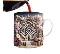 Tazza 3D Libreria - Tazza da caffè in ceramica da 350 ml per gli amanti dei libri, libreria, design letterario per lettori, scrittori e amanti del tè (edizione 2024)