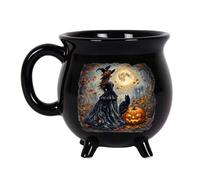 Tazza a forma di calderone per strega, con manico, colore nero